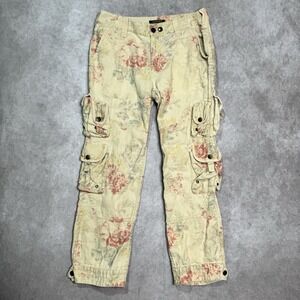 Vtg Lauren Ralph Lauren 100% Linen Womens Trousers Cargo Pants Size 4 Y2K Floral